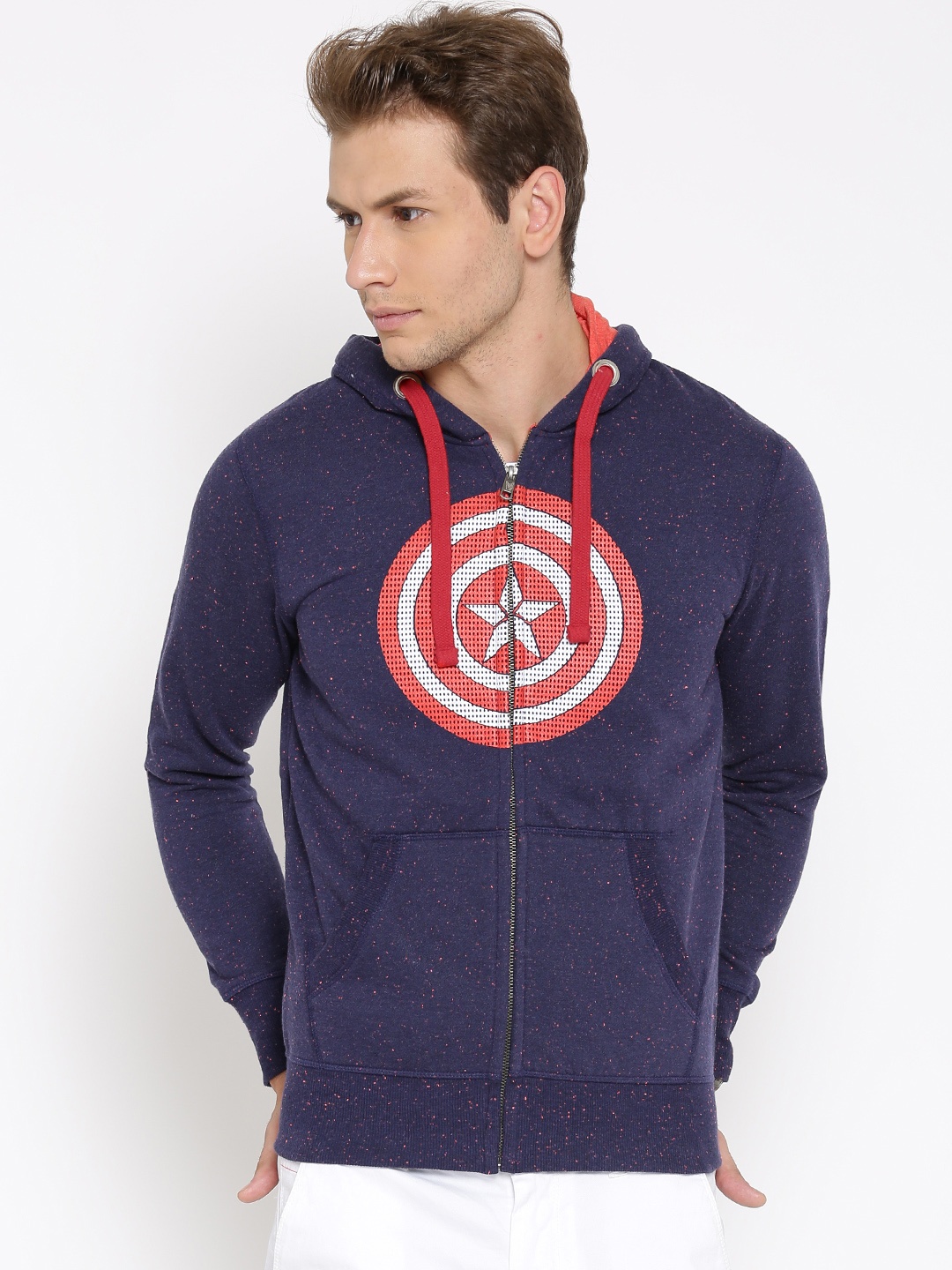 

Free Authority Captain America Print Navy Sweatshirt for Men, Navy blue