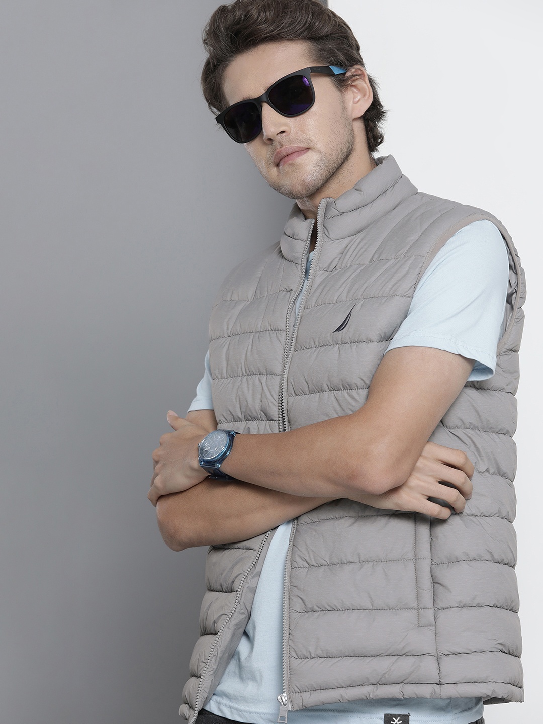 

Nautica Men Grey Solid Puffer Jacket