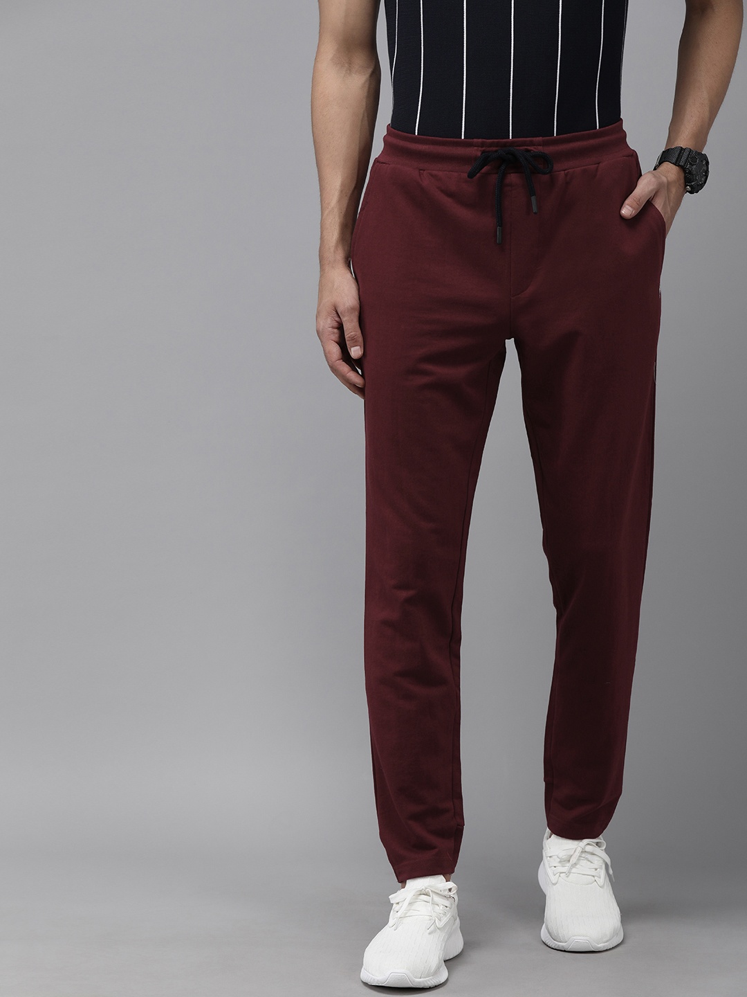 

French Connection Men Maroon Solid Slim Fit Joggers