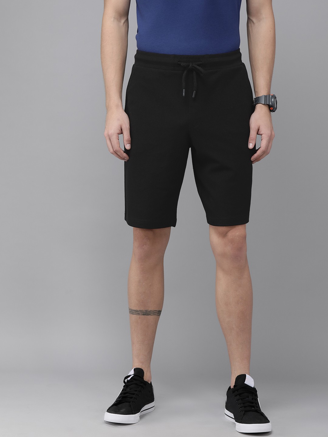 

French Connection Men Black Slim Fit Mid-Rise Regular Shorts