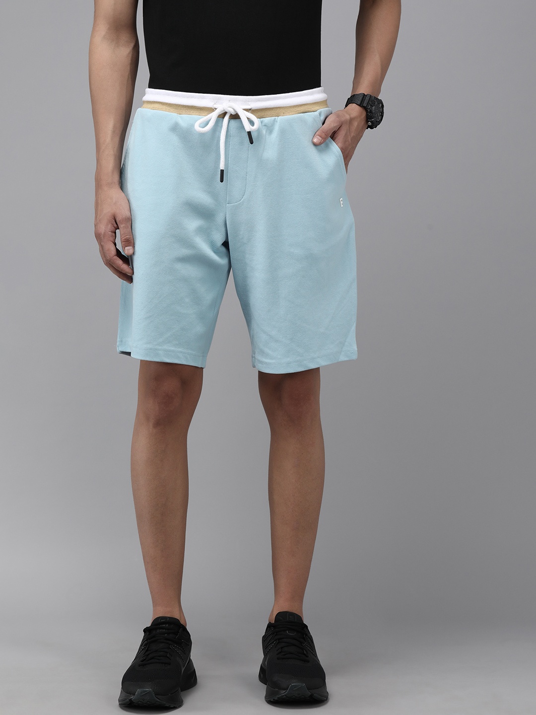 

French Connection Men Blue Slim Fit Mid-Rise Regular Shorts