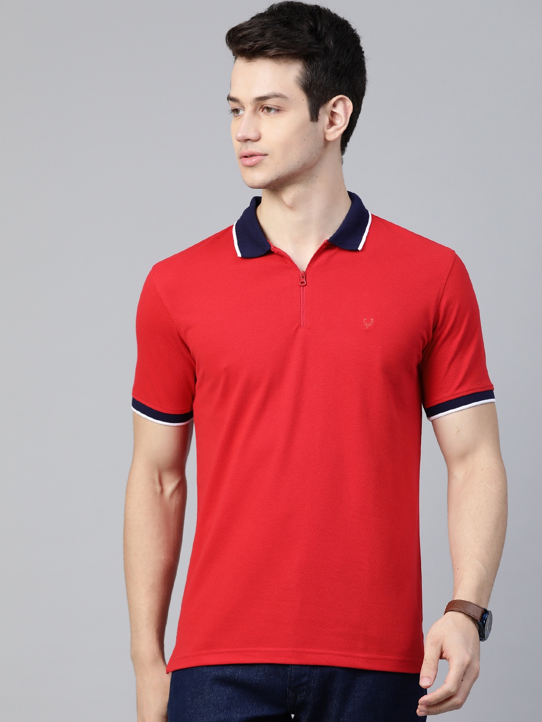

Allen Solly Men Red Solid Polo Collar T-Shirt