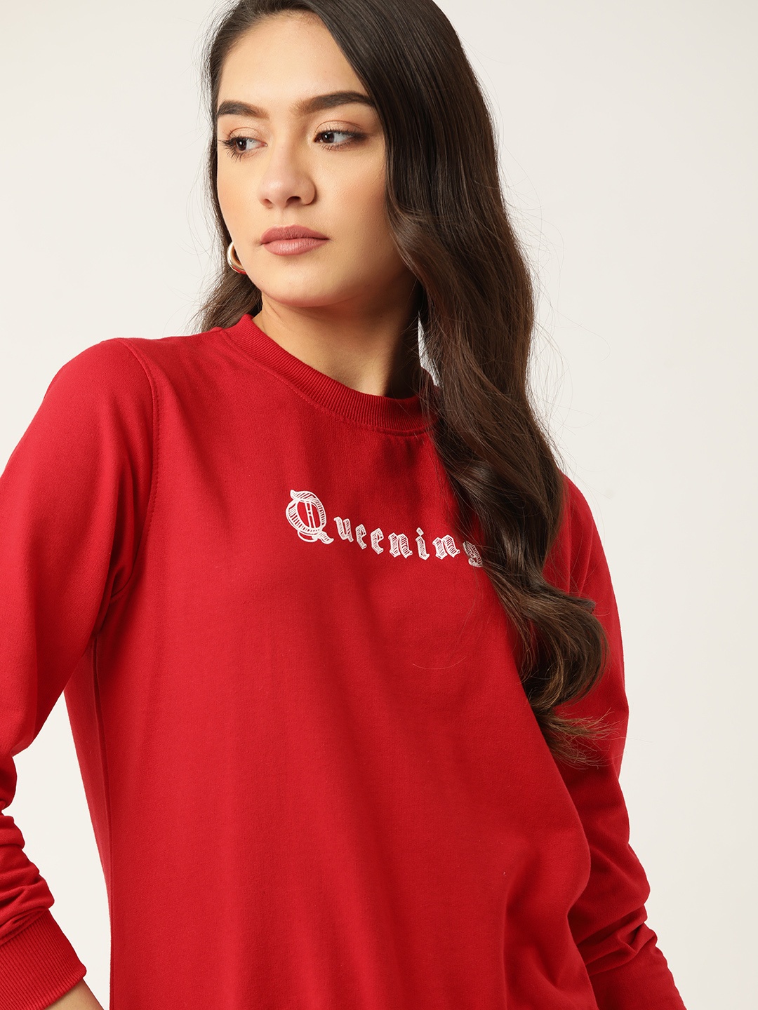 

DressBerry Women Red Solid Sweatshirt