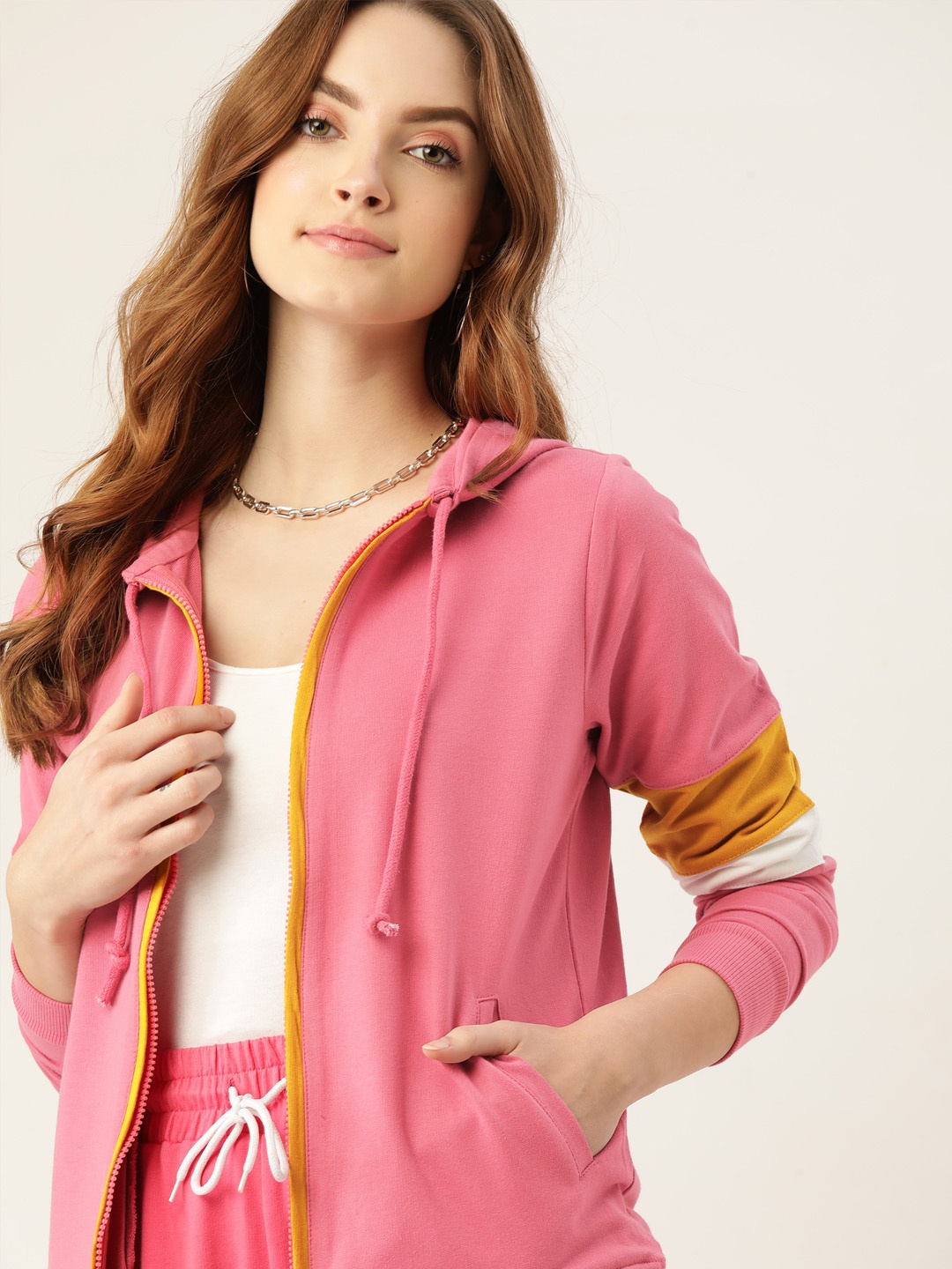 

DressBerry Women Pink Pure Cotton Hooded Sweatshirt