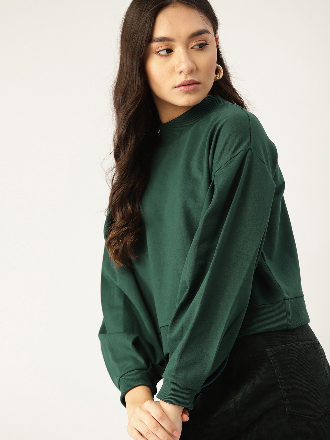

DressBerry Women Green Solid Sweatshirt