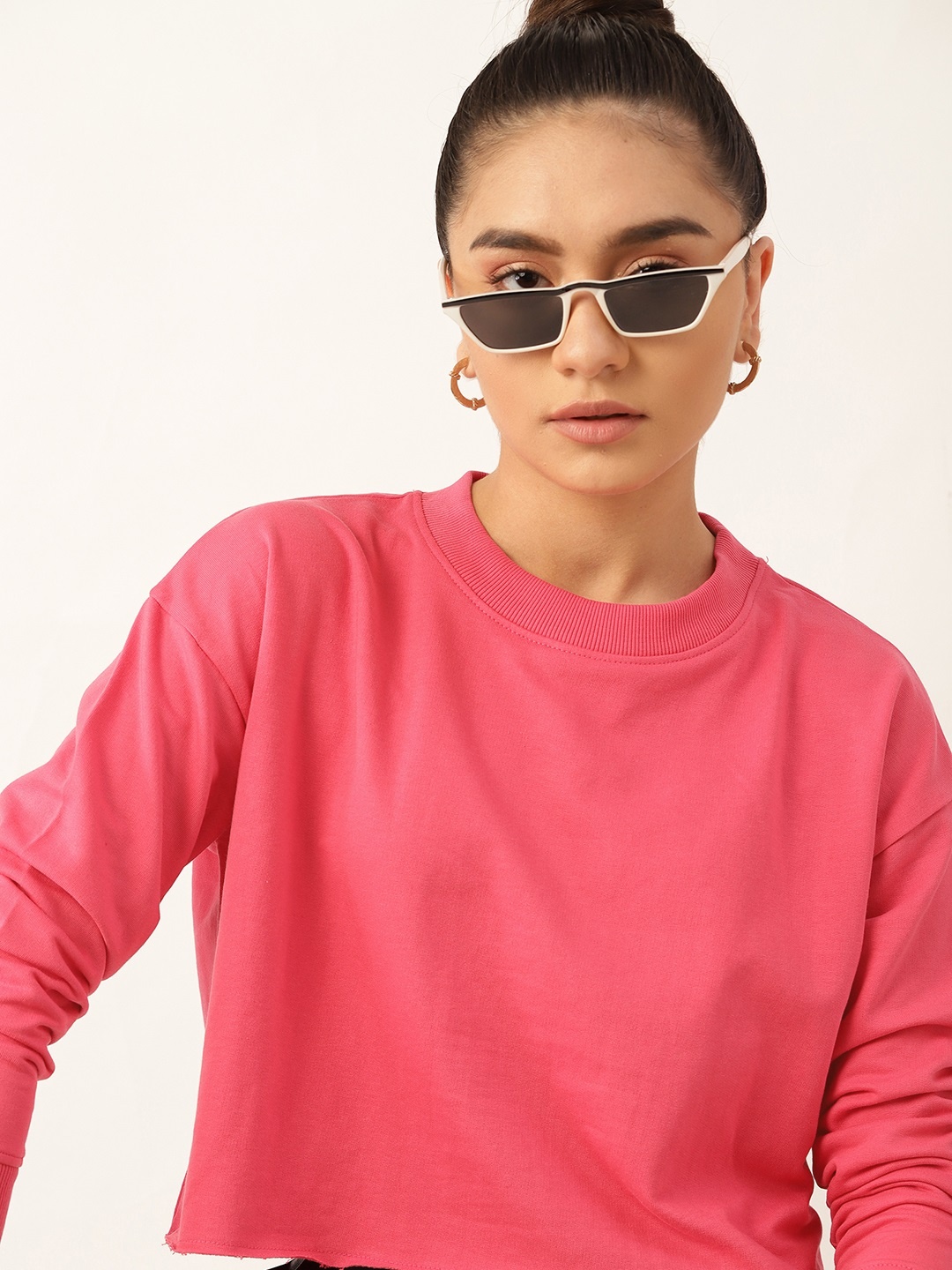 

DressBerry Women Pink Crop Sweatshirt