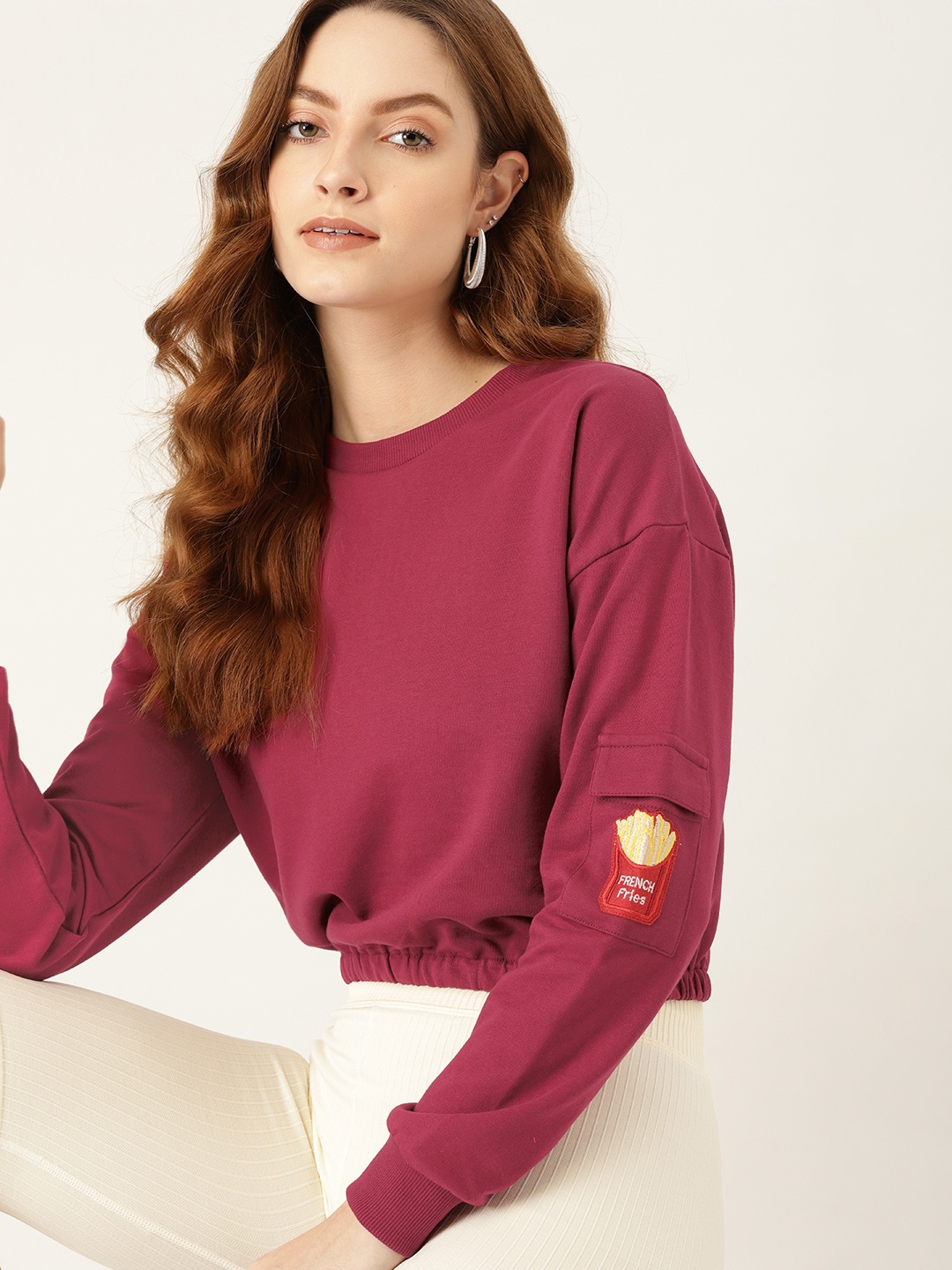 

DressBerry Women Burgundy Sweatshirt