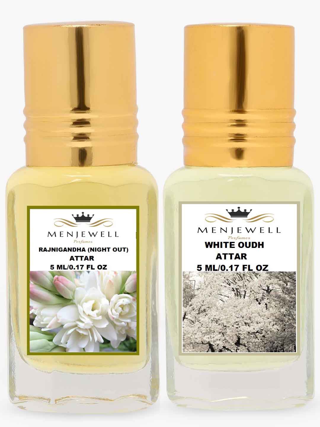 

Menjewell Rajnigandha Nightout White Oudh Attar 100gm, Transparent