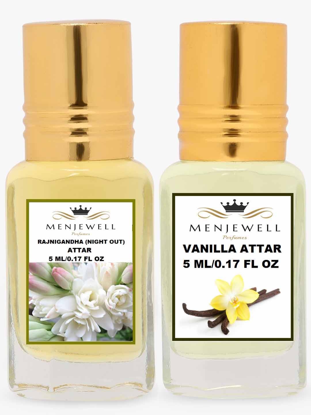 

Menjewell Pack of 2 Rajnigandha Vanilla Attar 10 ml, Transparent