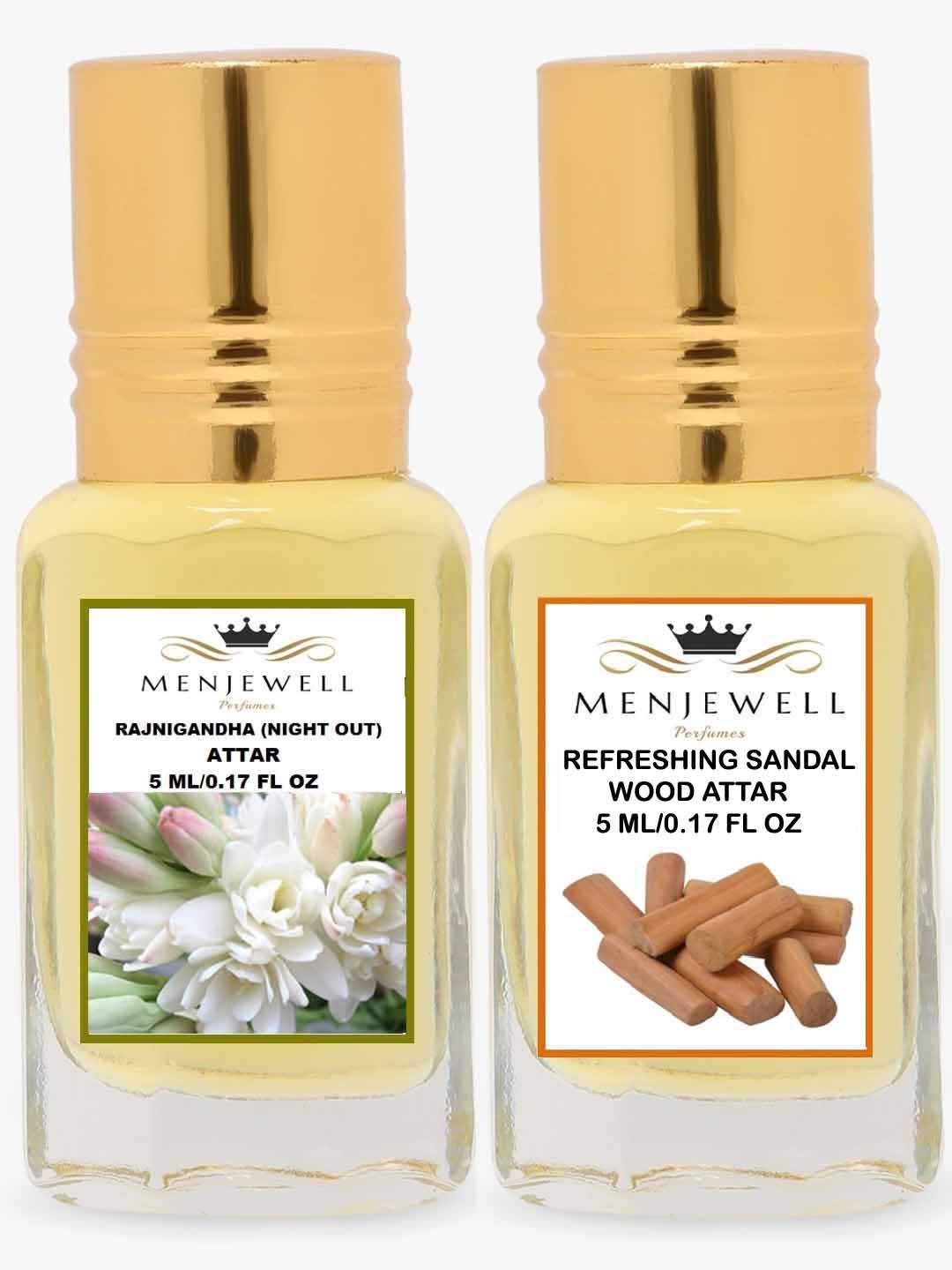 

Menjewell Rajnigandha Nightout Refreshing Sandalwood Attar 100gm, Transparent