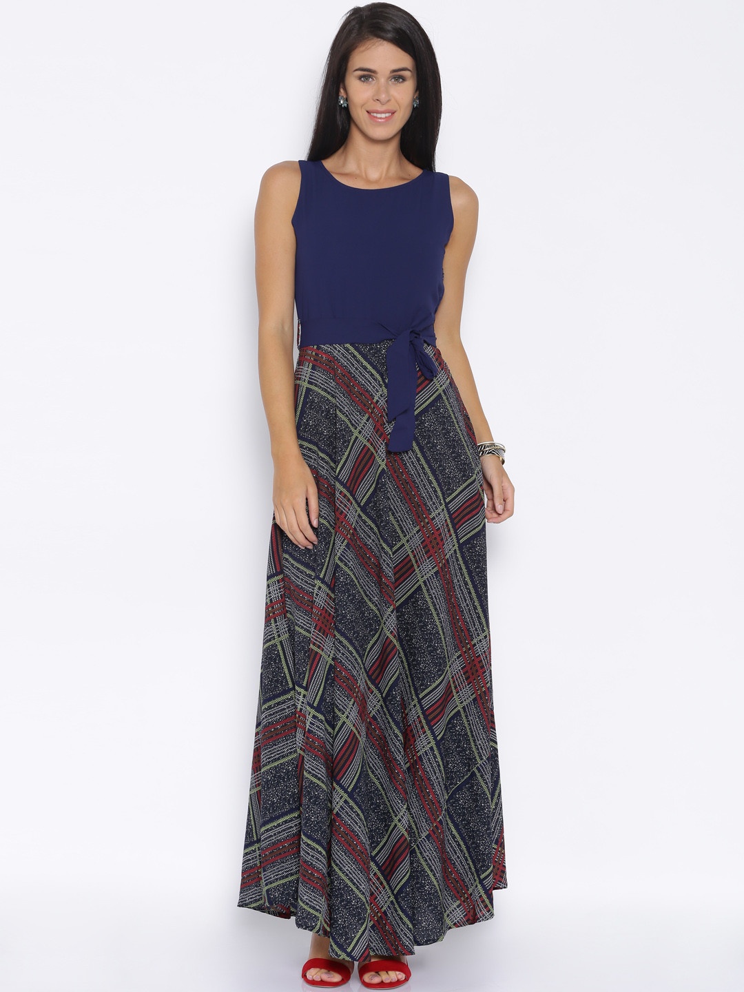 

Tokyo Talkies Women Navy Blue Printed Maxi dress