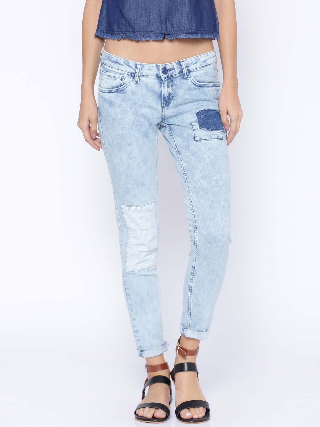

Tokyo Talkies Light Blue Acid-Washed Stretchable Jeans