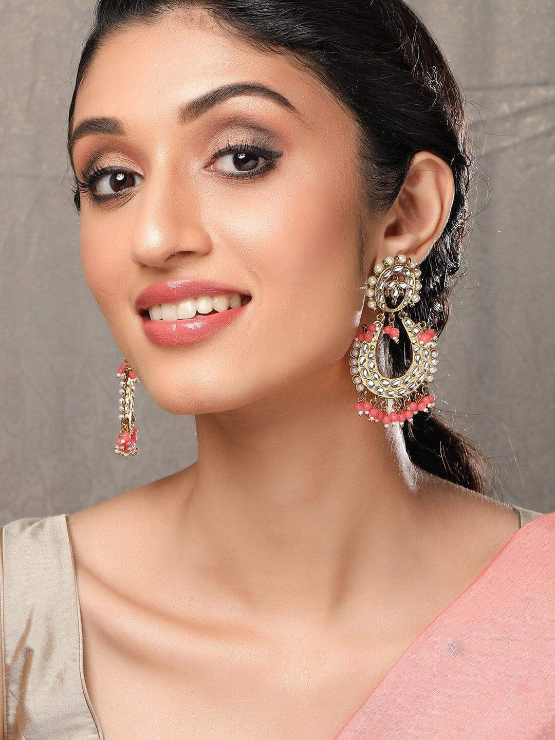 

Rubans 24K Gold-Plated Kundan Handcrafted Chandbalis
