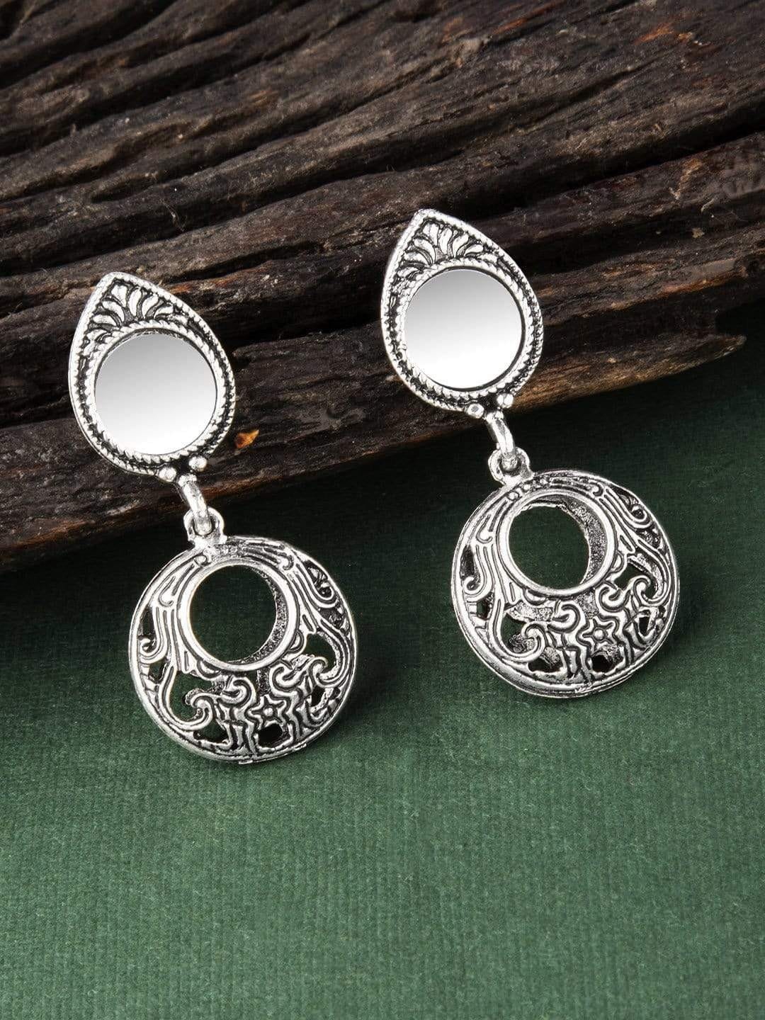 

Rubans Women Silver Plated Zircon Classic Drop Earrings