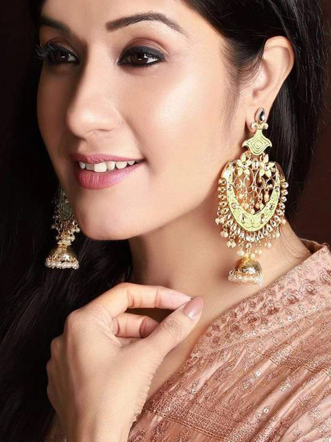 

Rubans Gold Plated Crescent Shaped Drop Earrings
