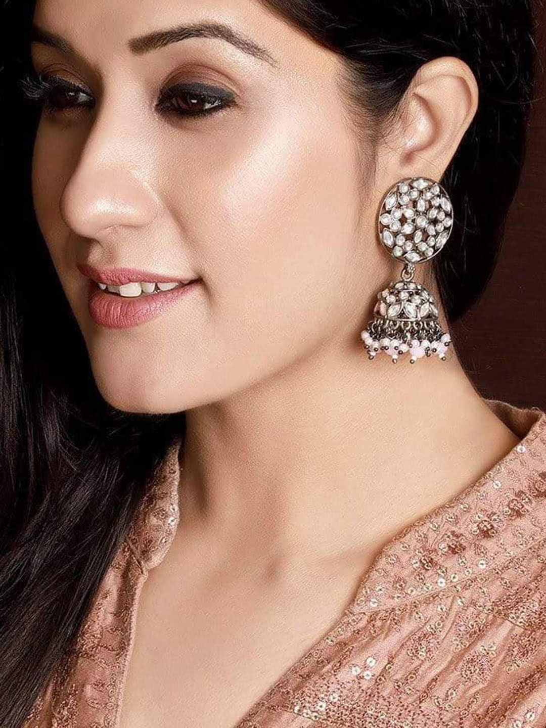 

Rubans Black Contemporary Jhumkas Earrings