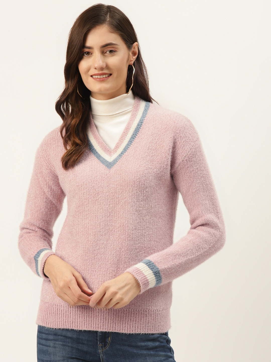 

Madame Women Pink Solid Pullover