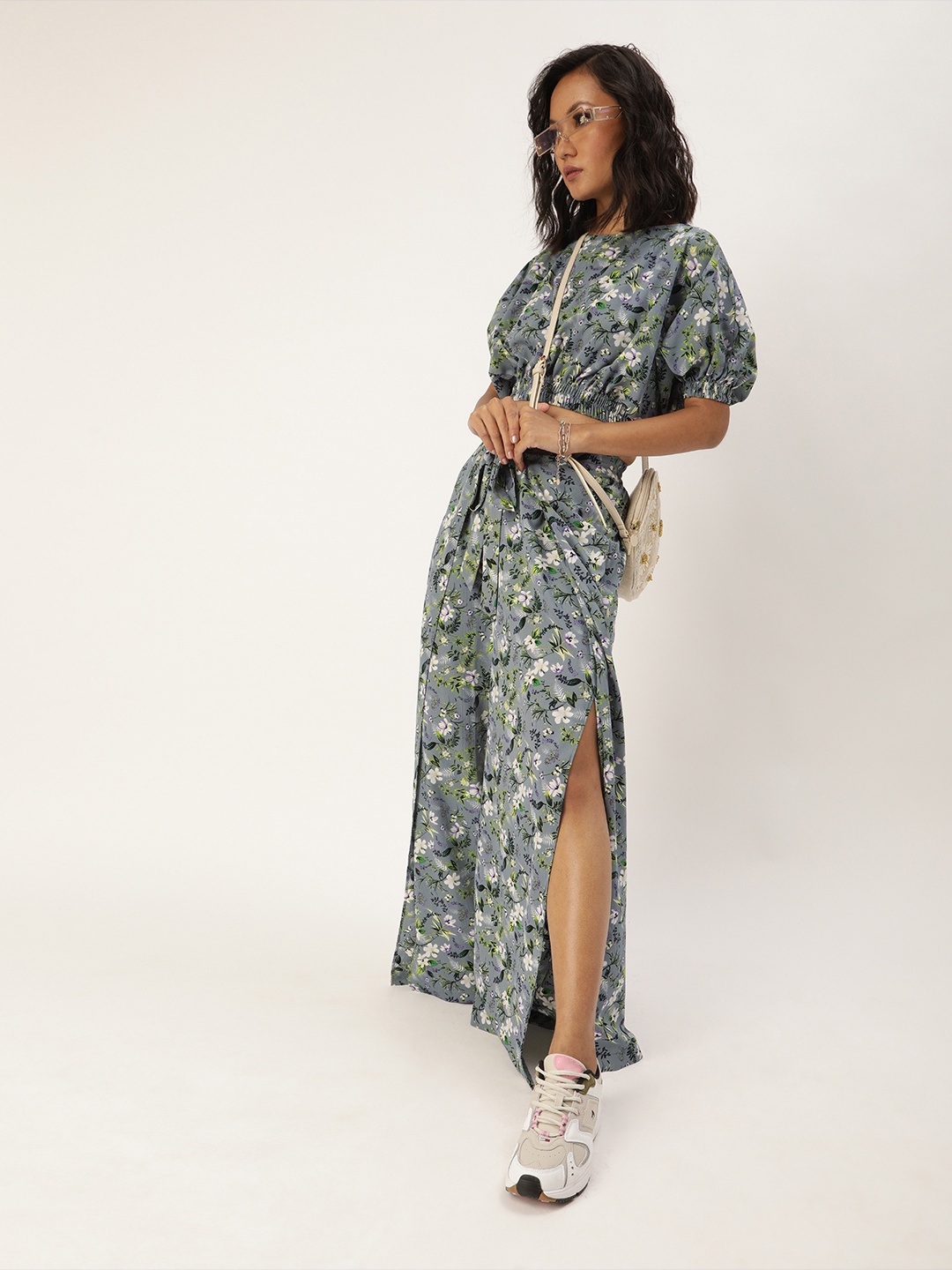 

QUIERO Grey & White Printed Two-Piece Set