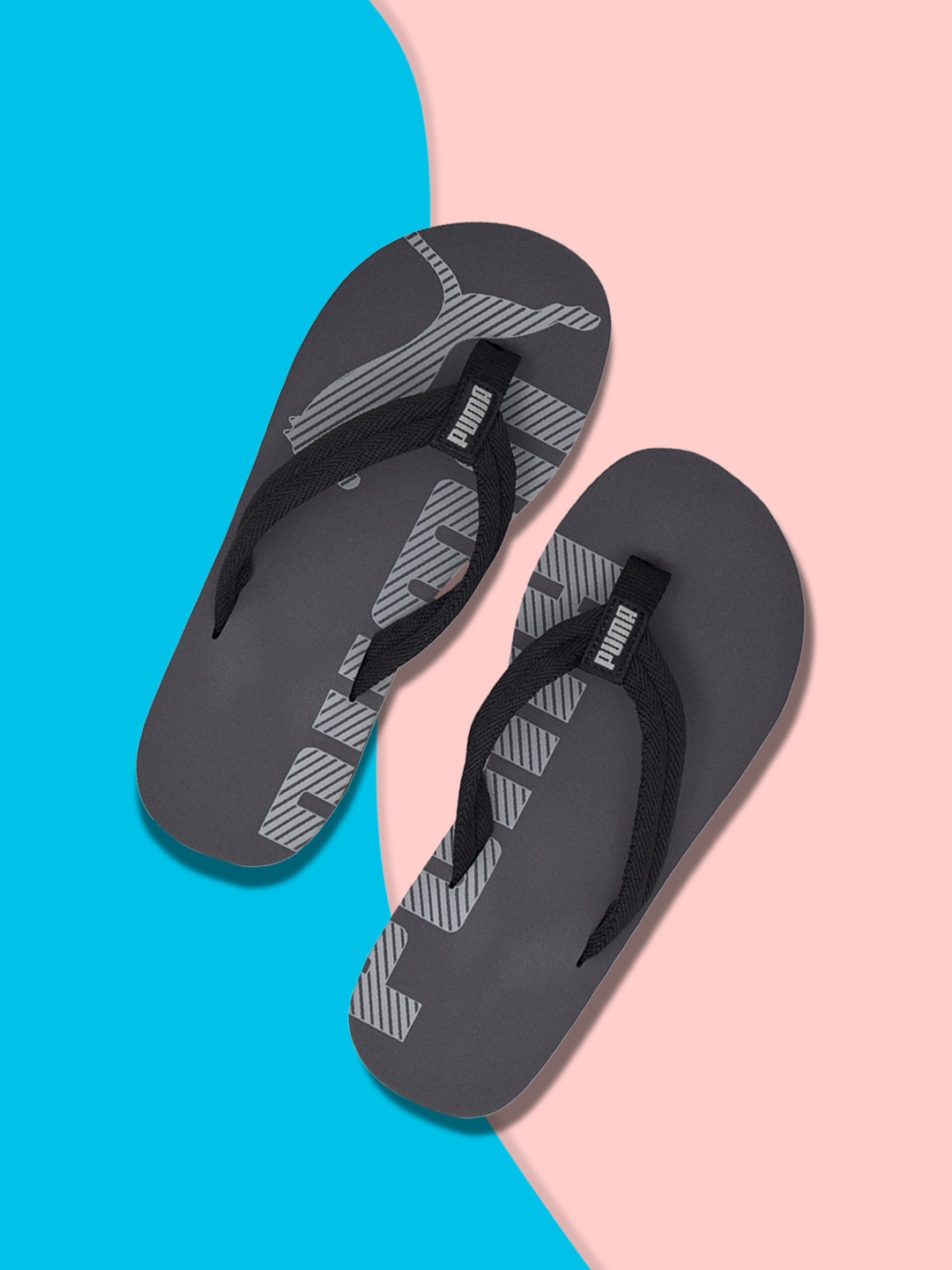 

Puma Unisex Kids Grey Printed Thong Flip-Flops