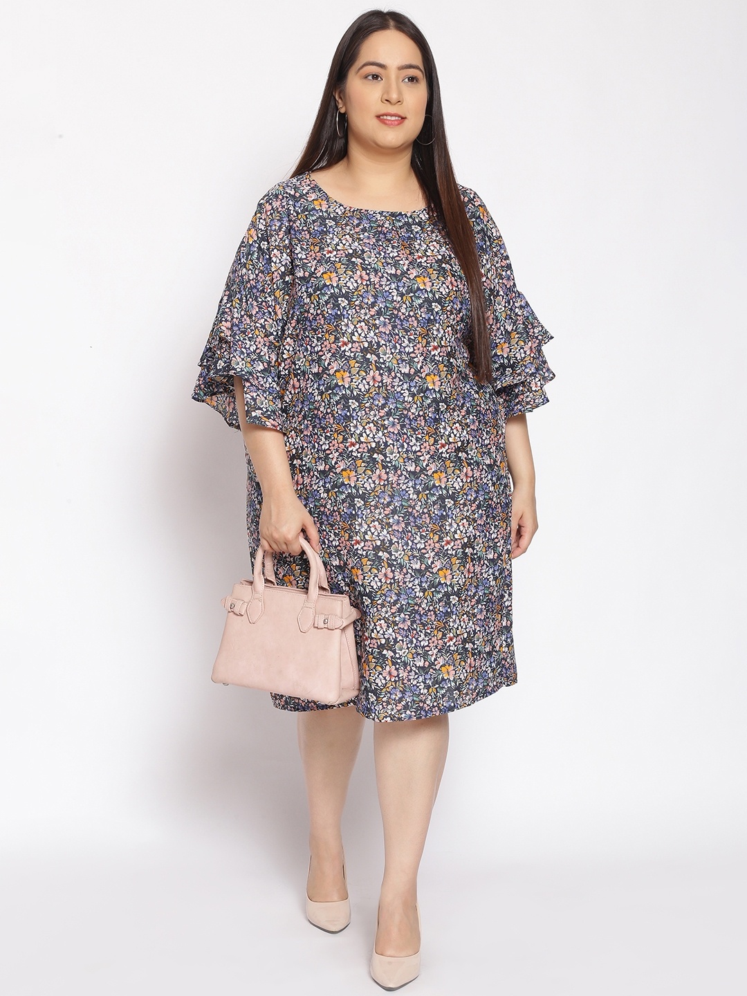 

Oxolloxo Women Floral Satin A-Line Dress, Multi