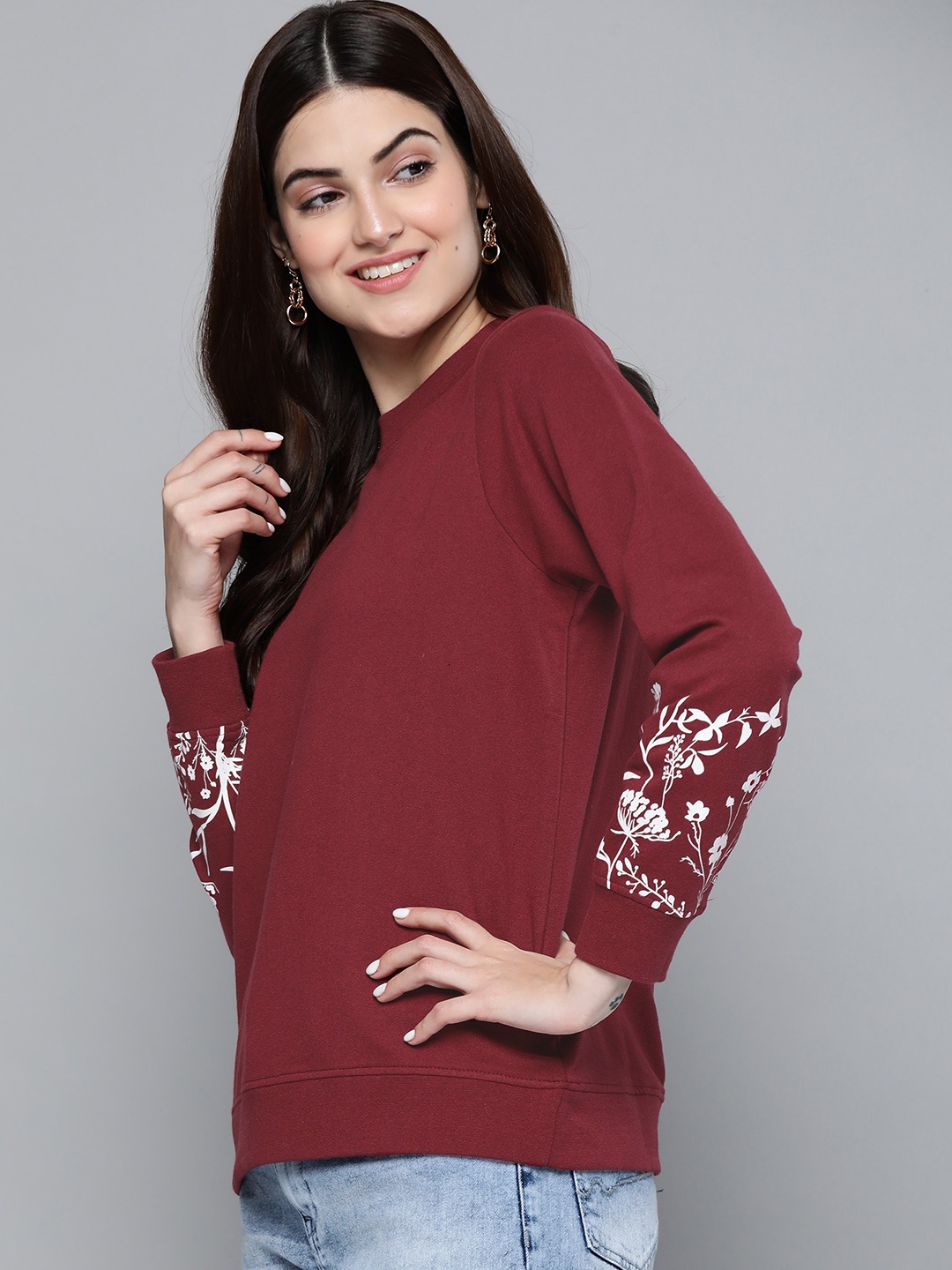 

HERE&NOW Women Maroon Sweatshirt
