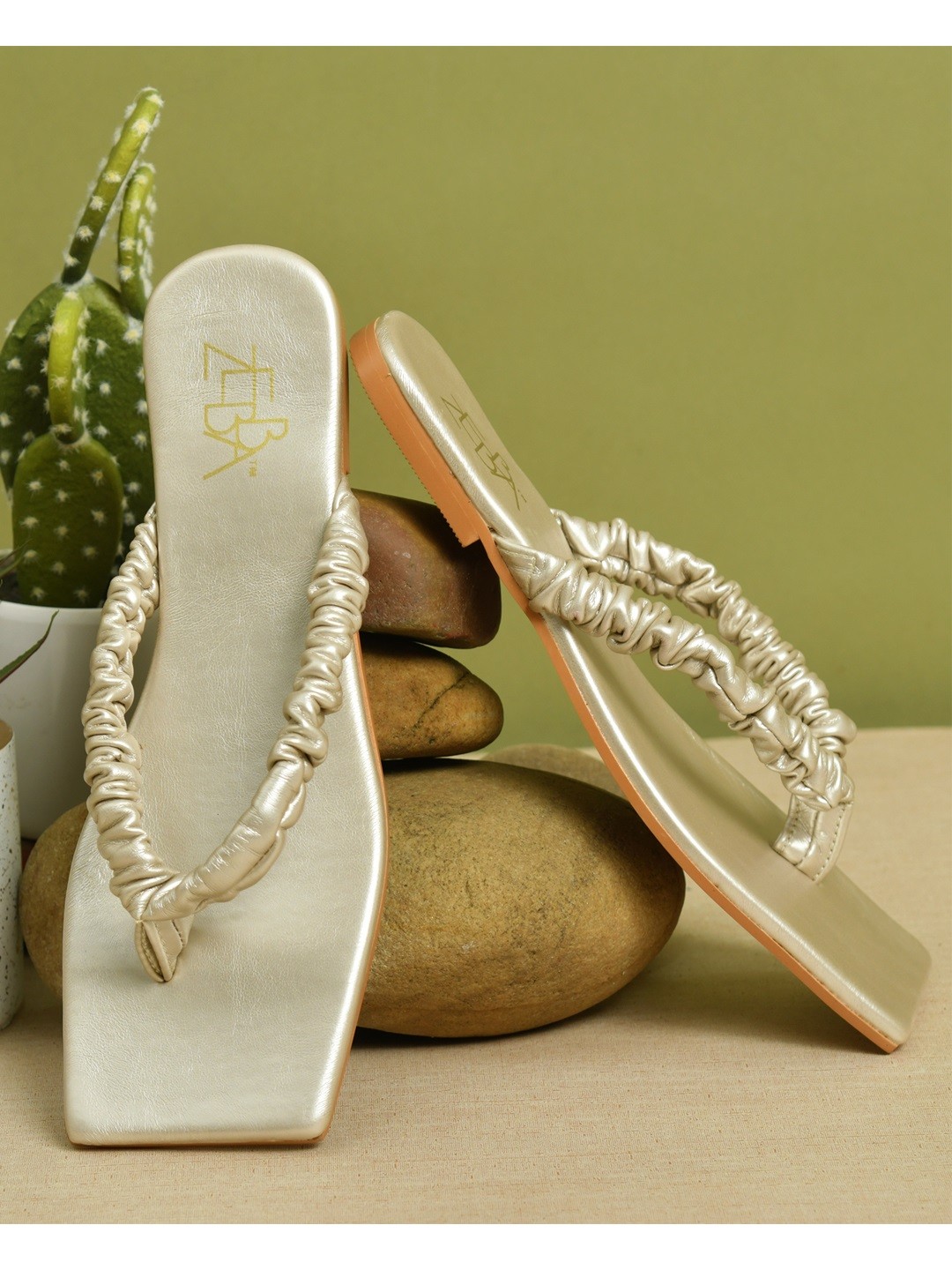 

Zebba Women Gold Open Toe Flats