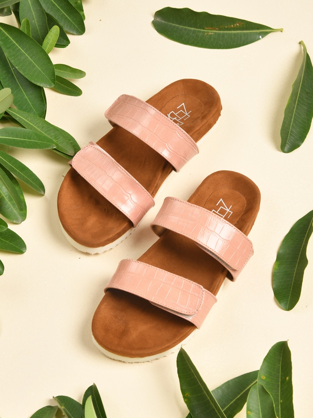 

Zebba Women Pink Colourblocked Open Toe Flats