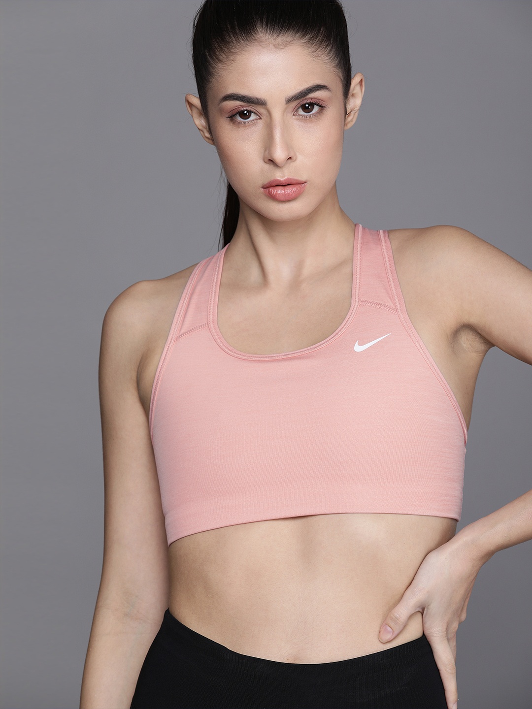 

Nike Women Pink Solid W NK DF SWSH Non-Padded Workout Bra