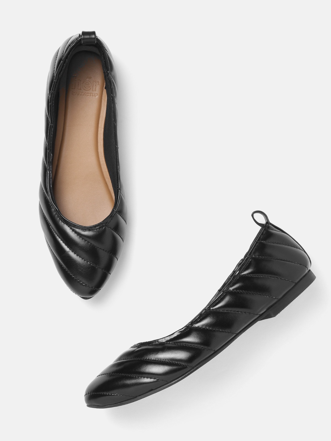 

her by invictus Women Black Quilted Ballerinas