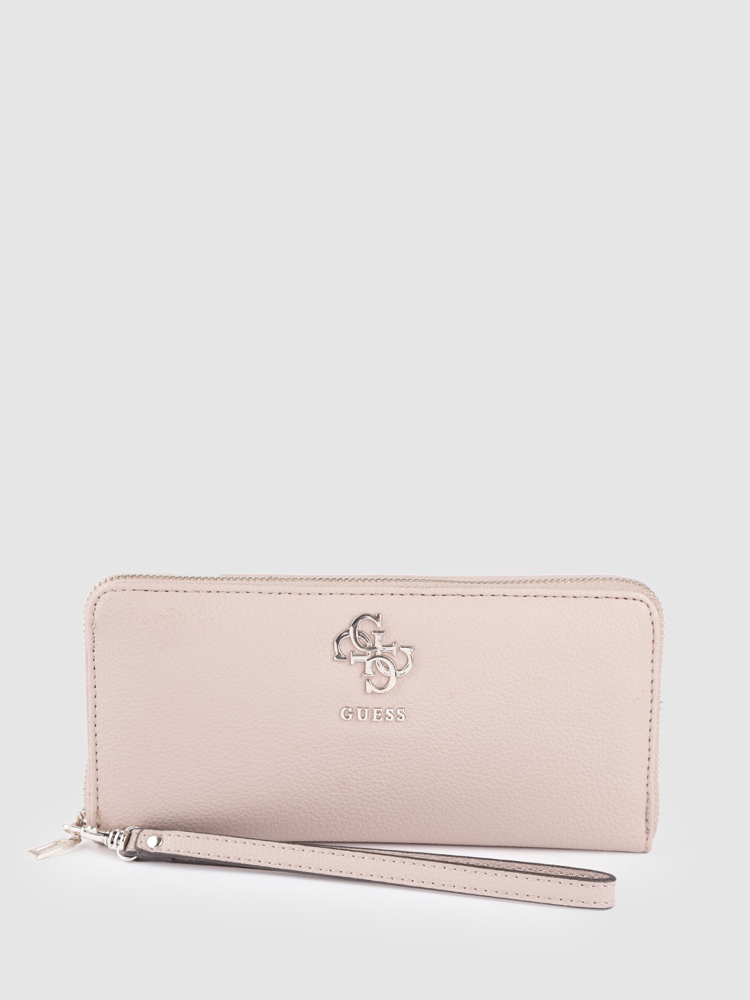 

GUESS Women Peach-Coloured Solid Zip Around Wallet