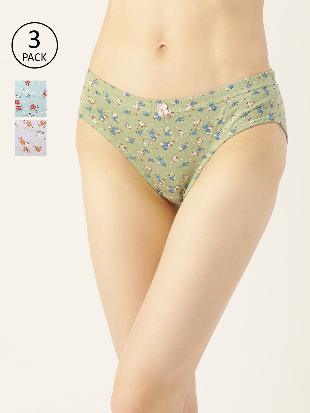 

Leading Lady Women Pack of 3 Pure Cotton Printed Hipster Briefs HP-9014-3, Blue