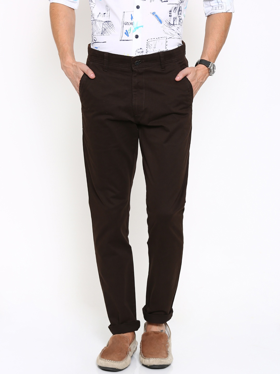 

HIGHLANDER Men Brown Slim Fit Chino Trousers
