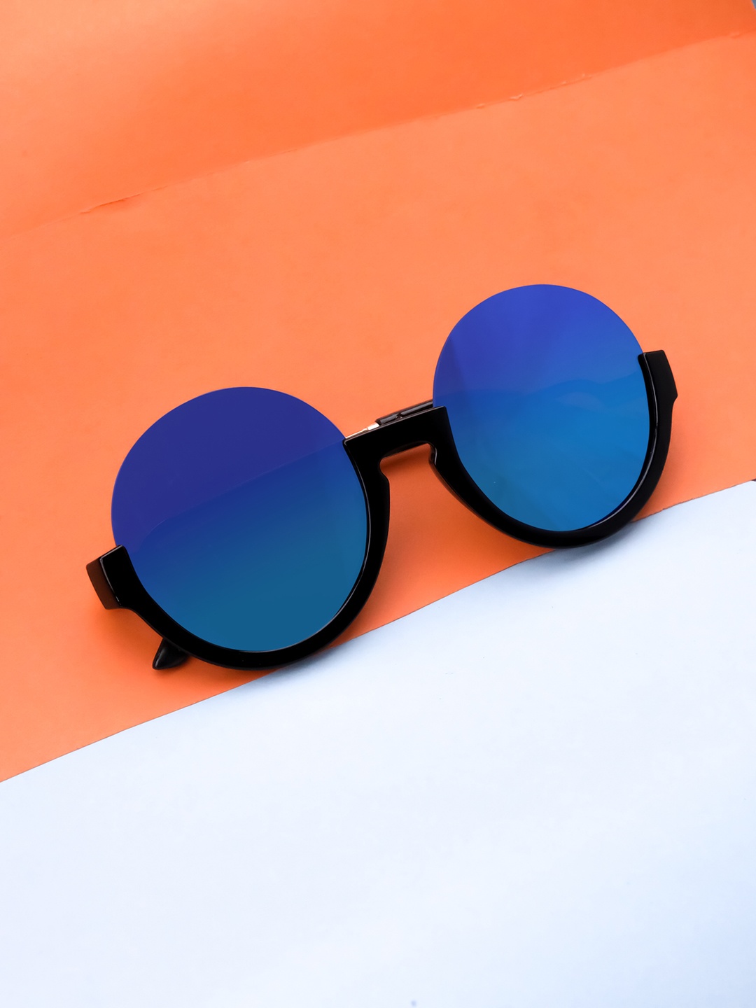 

Spiky Unisex Kids Black Round Sunglasses, Blue