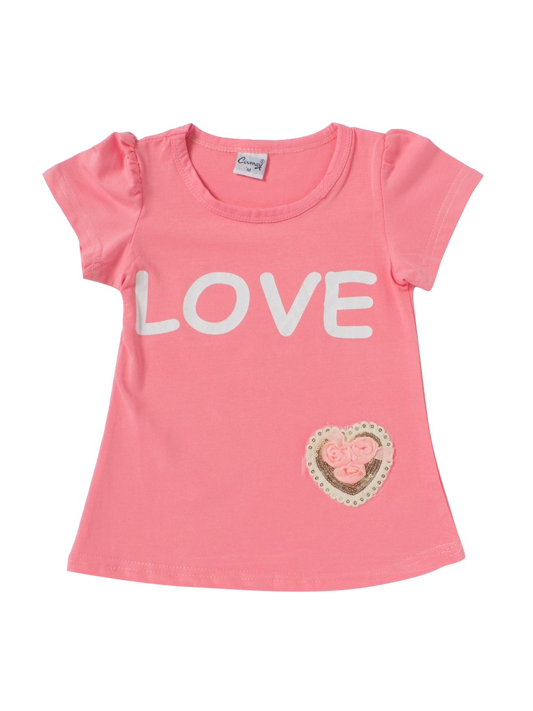 

Camey Girls Pink Printed T-shirt