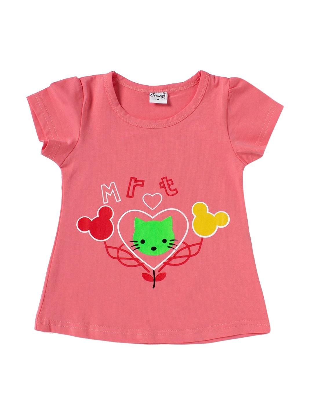 

Camey Girls Pink Printed T-shirt