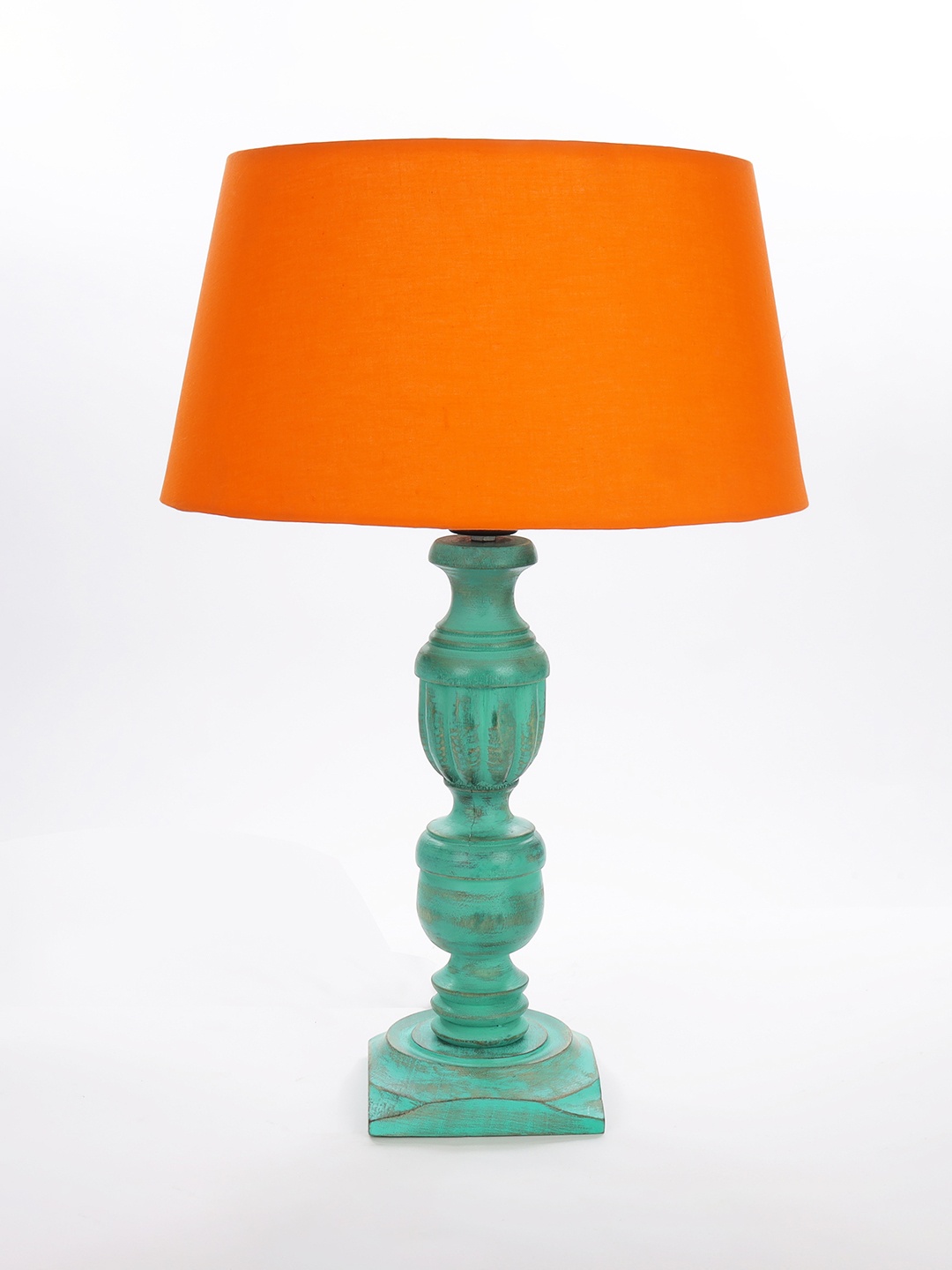 

Homesake Orange & Green Contemporary Handcrafted Bedside Standard Table Lamp with Shade