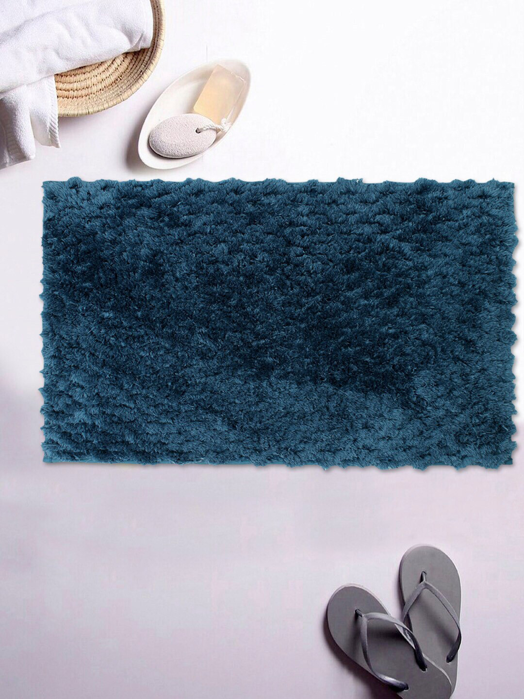 

AVI Living Navy Blue Solid 2000 GSM Anti-Slip Bath Rug
