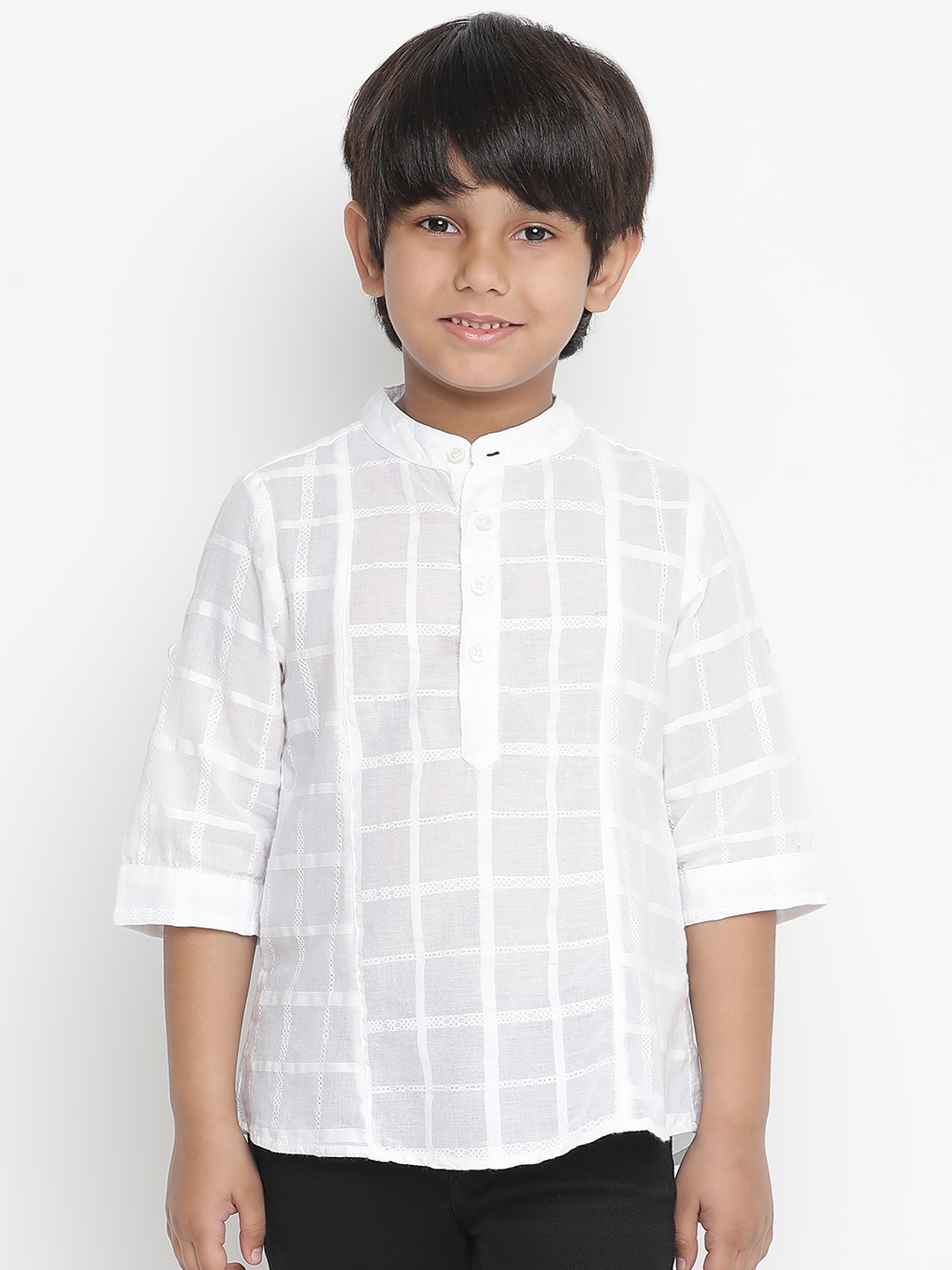 

Oxolloxo Boys White Gingham Checks Checked Casual Shirt