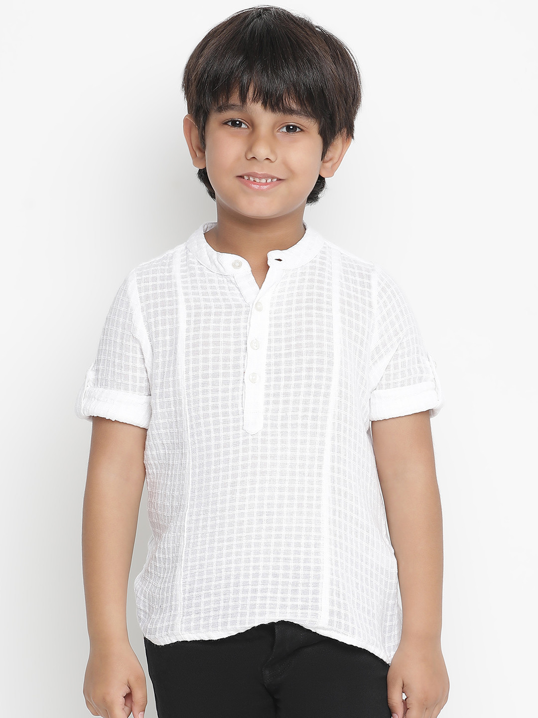 

Oxolloxo Boys White Checked Casual Shirt