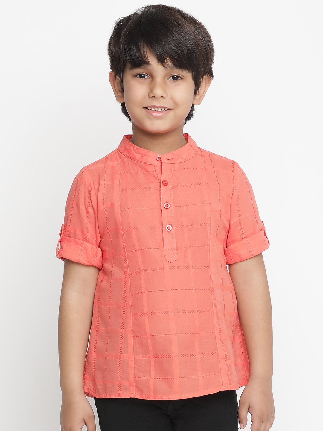 

Oxolloxo Boys Orange Checked Casual Shirt