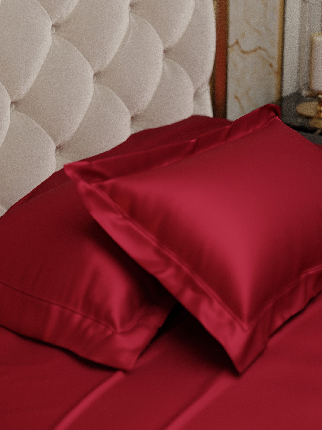 

Stoa Paris Date Night Collection Pack Of 2 Red 300 TC Solid Satin Pillow Covers