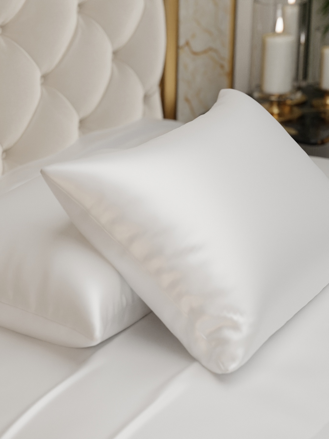 

Stoa Paris Date Night Collection Set Of 2 White Solid 300 TC Satin Pillow Covers
