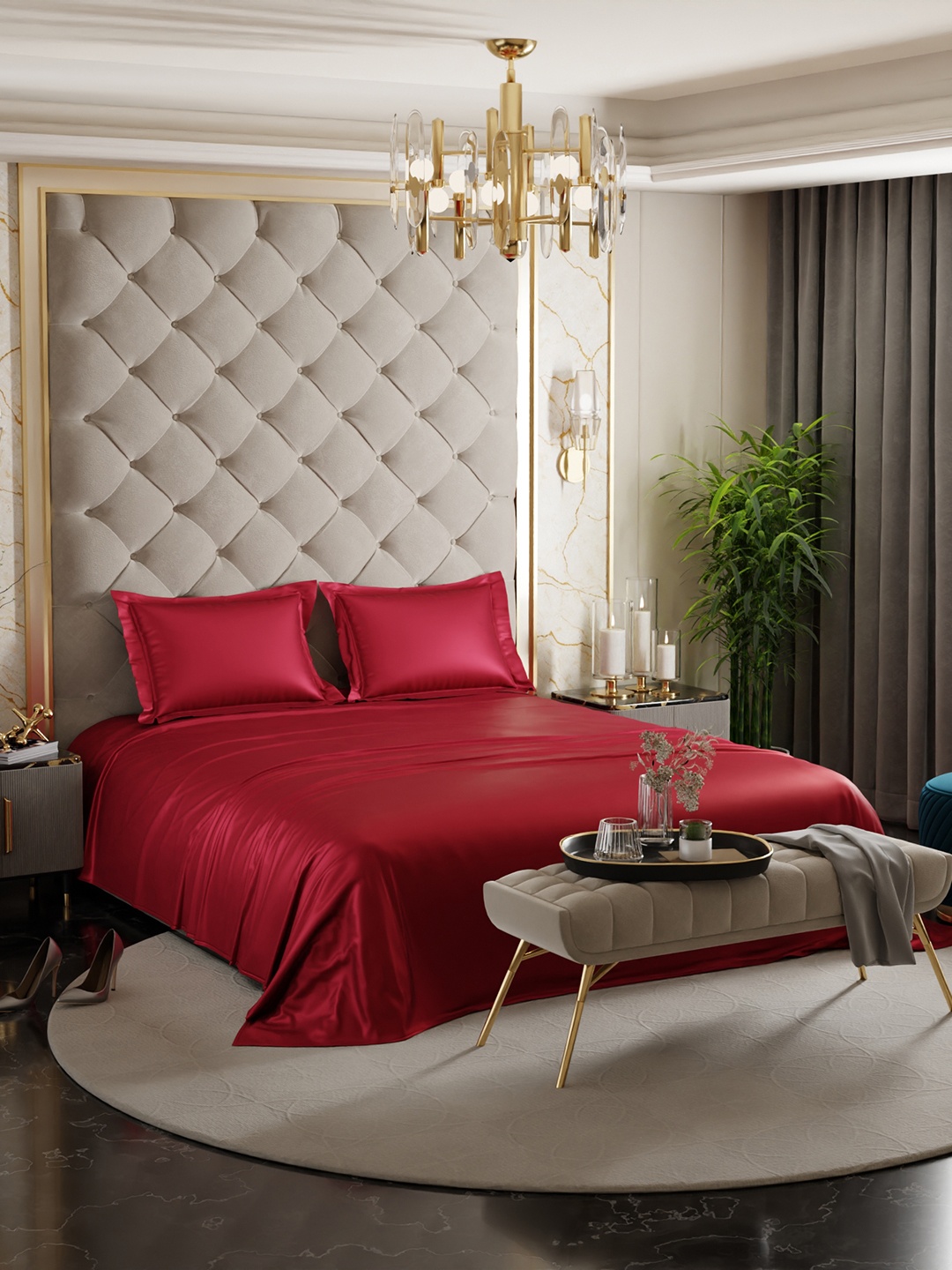 

Stoa Paris Red Date Night Collection Double Bedsheet With 2 Pillow Covers