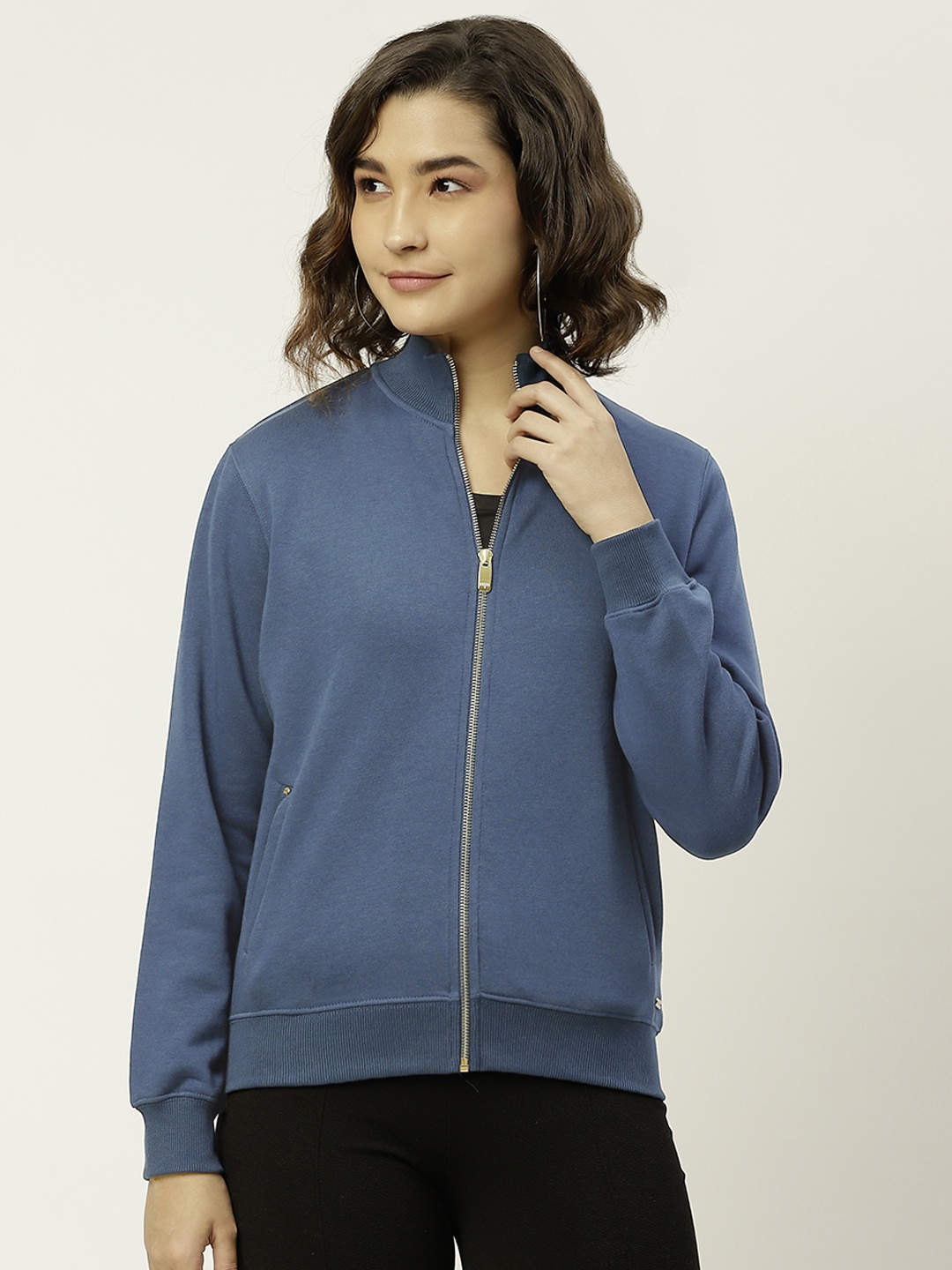 

Madame Women Teal Blue Sweatshirt
