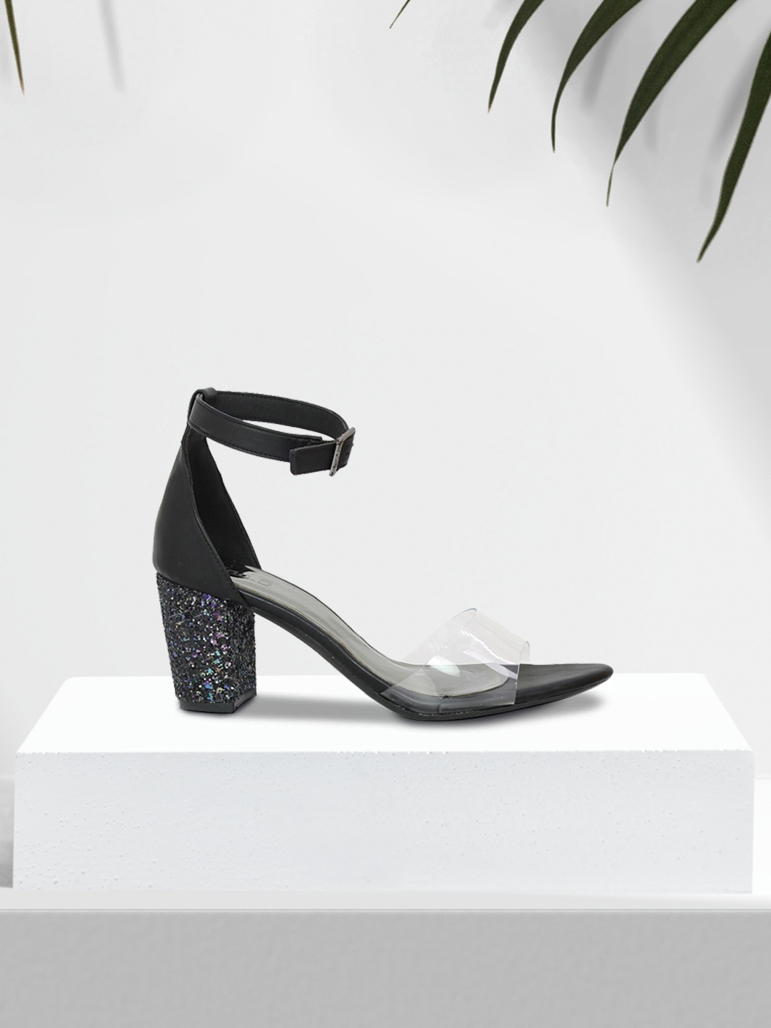 

Inc 5 Black Embellished Block Peep Toes