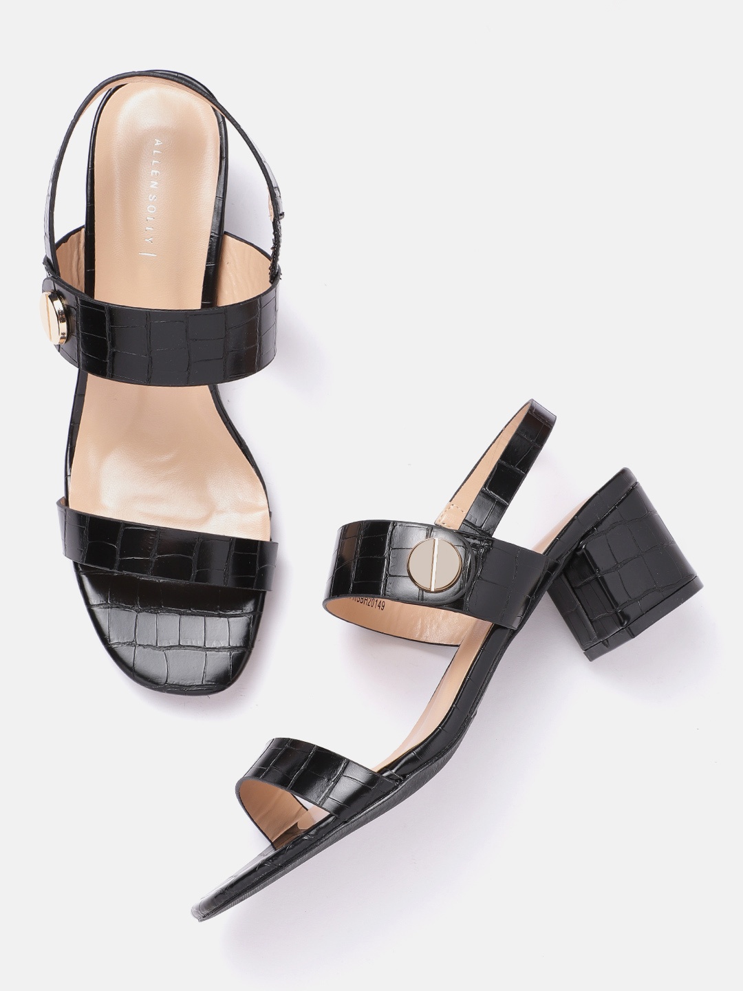 

Allen Solly Black Croc Textured Block Heels
