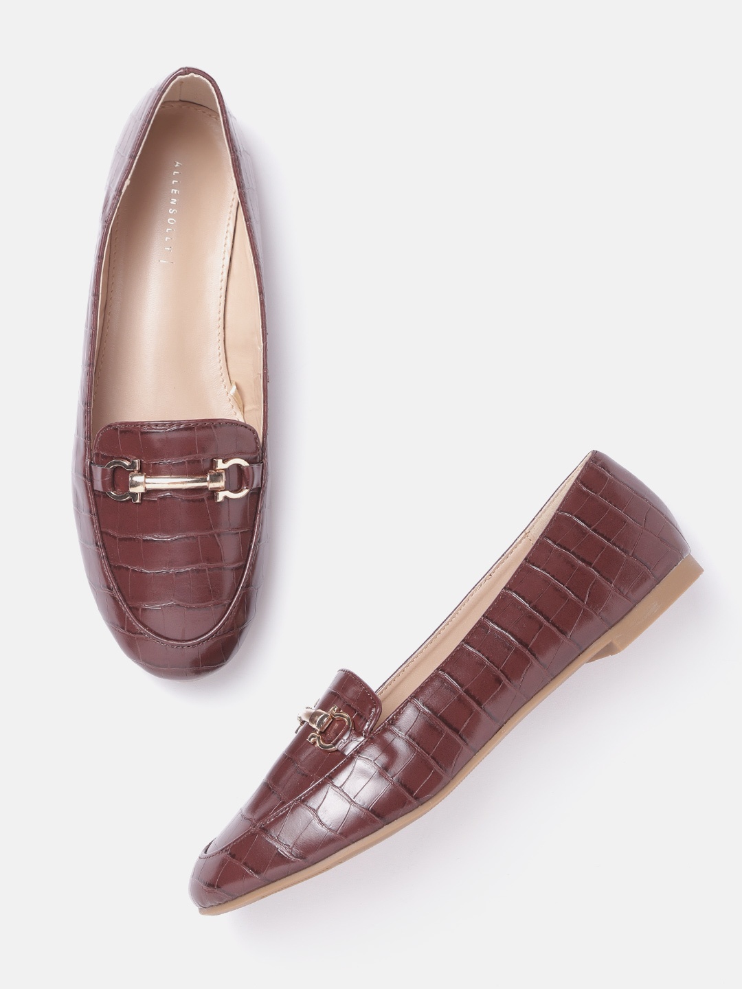

Allen Solly Women Burgundy Croc Textured Horsebit Loafers