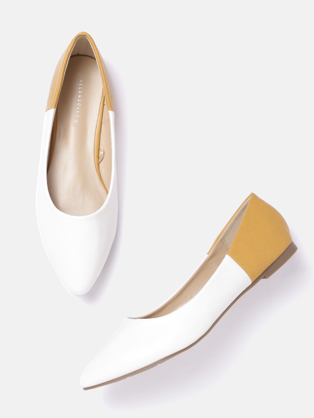 

Allen Solly Women White & Mustard Yellow Colourblocked Ballerinas
