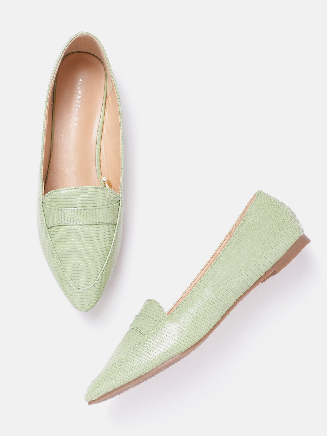 

Allen Solly Women Green Reptile Textured Ballerinas