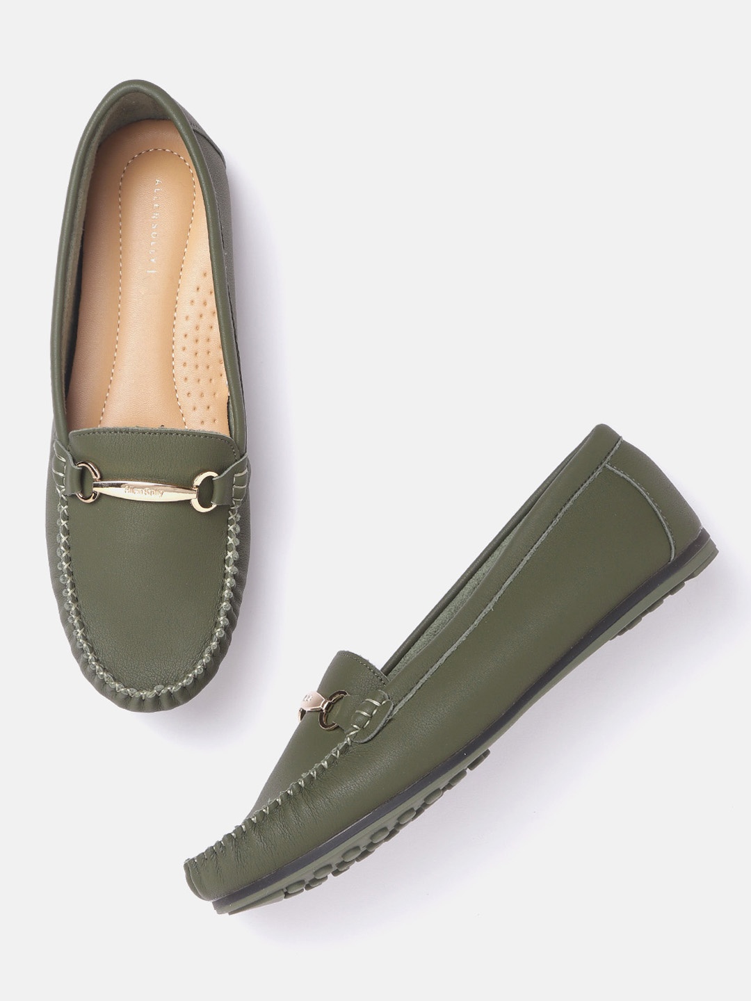 

Allen Solly Women Olive Green Solid Horsebit Loafers